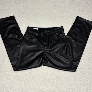 GAP Women Black Faux Leather High Rise Cheeky Straight Pants